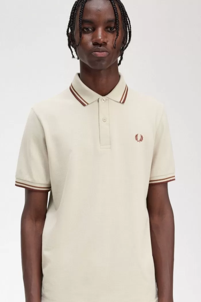 Fred Perry M12 Men’s Shirt Oatmeal Dark Coffee Whisky Brown PGLZY5976