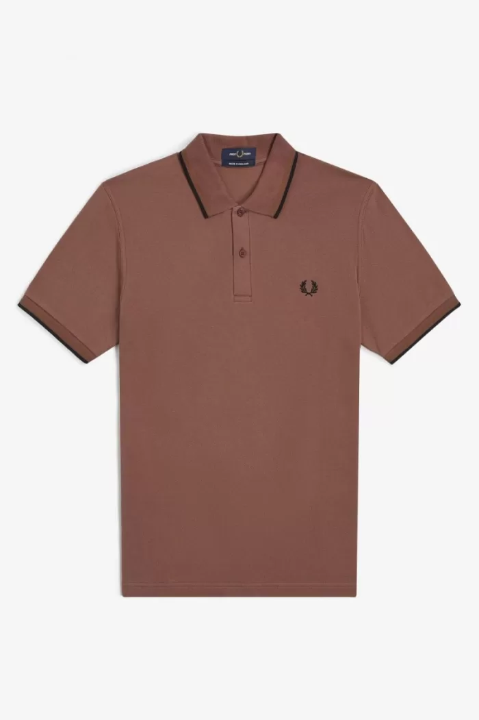 Fred Perry M12 Men’s Shirt Whisky Brown Dark Coffee Black COQTP1048