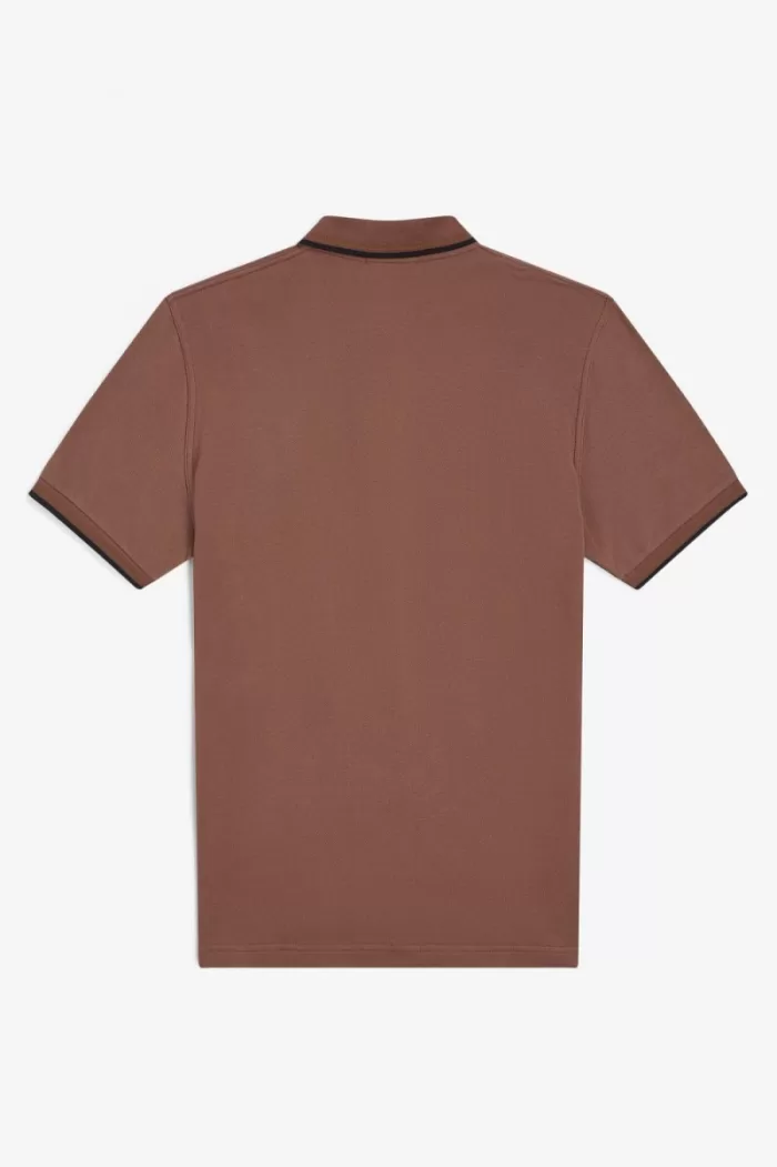 Fred Perry M12 Men’s Shirt Whisky Brown Dark Coffee Black COQTP1048