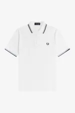 Fred Perry M12 Men’s Shirt White Aqua Navy VWEST8156