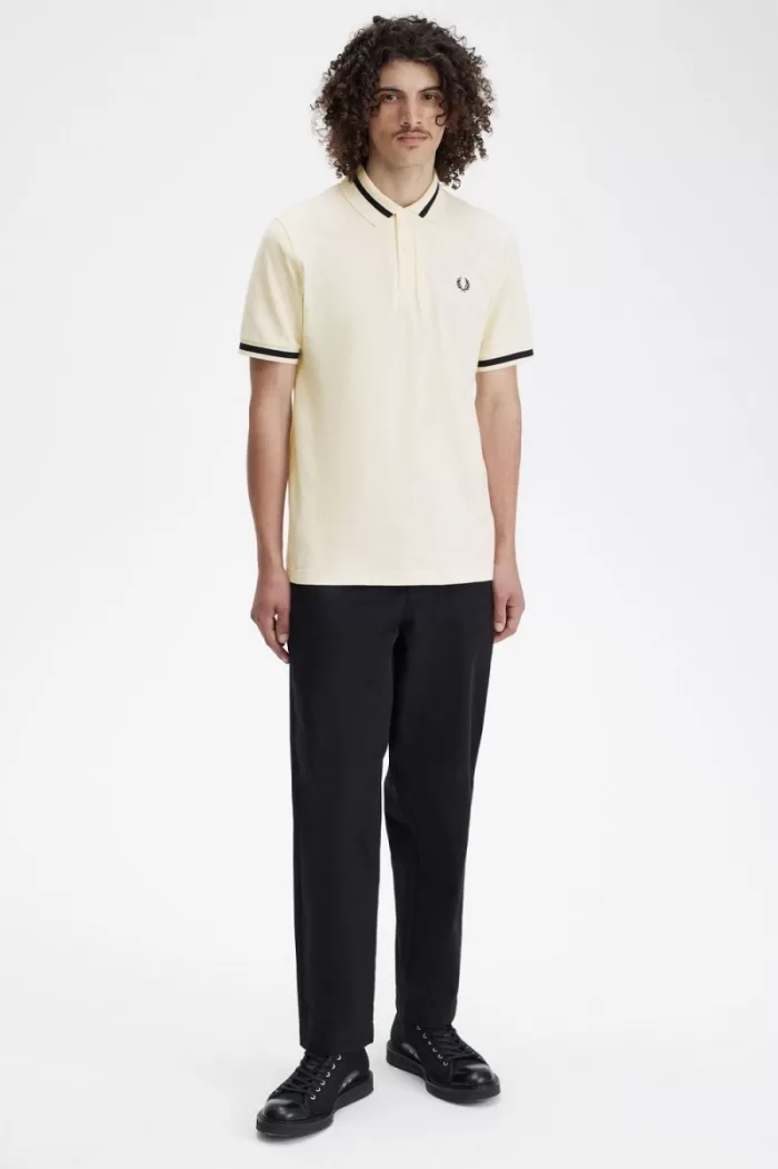 Fred Perry M2 Men’s Shirt Beige Black KDHQP1743