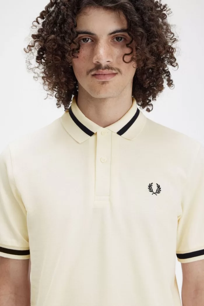 Fred Perry M2 Men’s Shirt Beige Black KDHQP1743