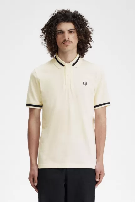 Fred Perry M2 Men’s Shirt Beige Black KDHQP1743