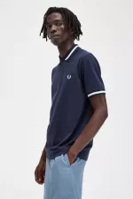 Fred Perry M2 Men’s Shirt Navy Snow White CVKQH1054