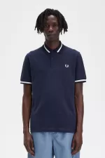 Fred Perry M2 Men’s Shirt Navy Snow White CVKQH1054