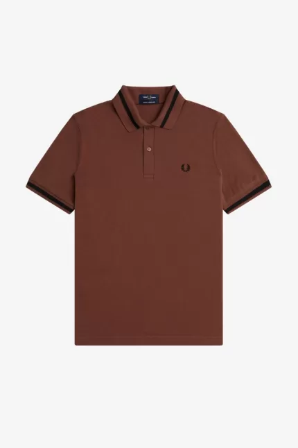 Fred Perry M2 Men’s Shirt Whisky Brown Black XFVUY6892