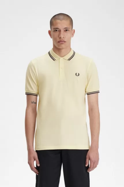 Fred Perry M3600 Men’s Shirt Aqua Cream French Navy NRLYP3142