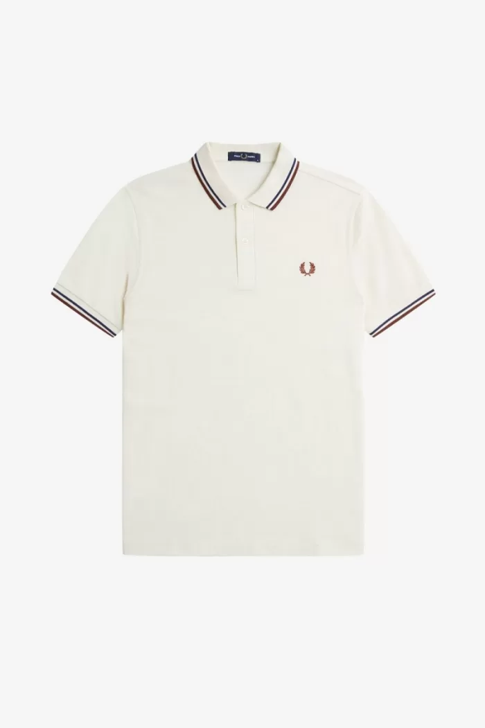 Fred Perry M3600 Men’s Shirt Beige French Navy Whisky Brown ALECP3964