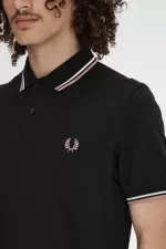 Fred Perry M3600 Men’s Shirt Black Beige Dusty Rose Pink UKCIJ7931