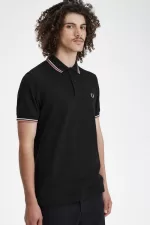 Fred Perry M3600 Men’s Shirt Black Beige Dusty Rose Pink UKCIJ7931