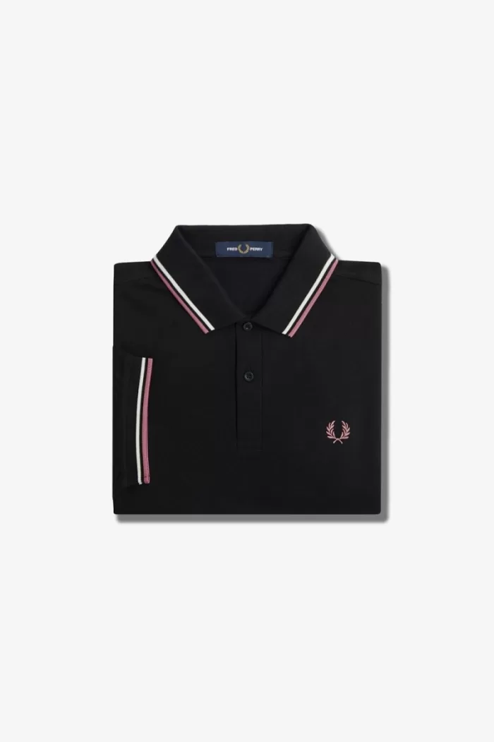 Fred Perry M3600 Men’s Shirt Black Beige Dusty Rose Pink UKCIJ7931