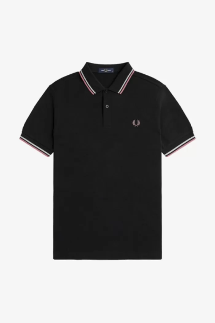 Fred Perry M3600 Men’s Shirt Black Beige Dusty Rose Pink UKCIJ7931