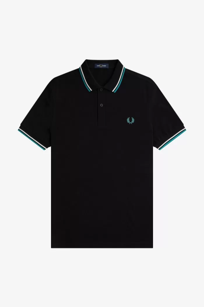 Fred Perry M3600 Men’s Shirt Black Beige Deep Mint MEZAG4921