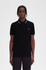 Fred Perry M3600 Men’s Shirt Black Beige Deep Mint MEZAG4921