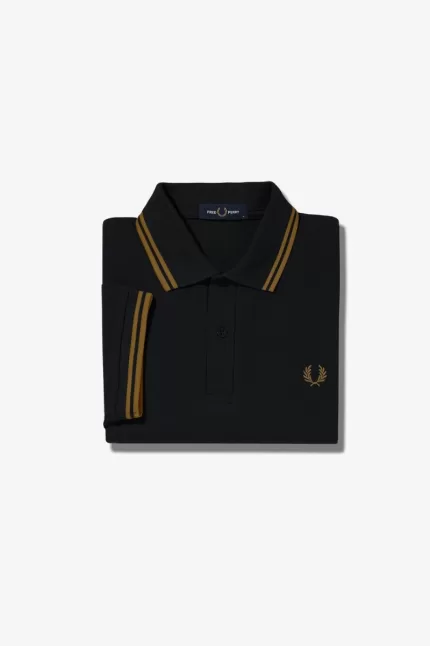 Fred Perry M3600 Men’s Shirt Black Brown ZHTQX9574