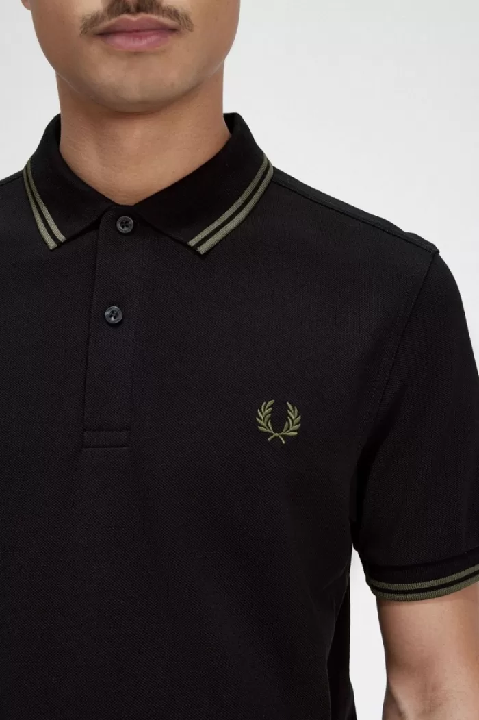 Fred Perry M3600 Men’s Shirt Black Field Green DICVS2965