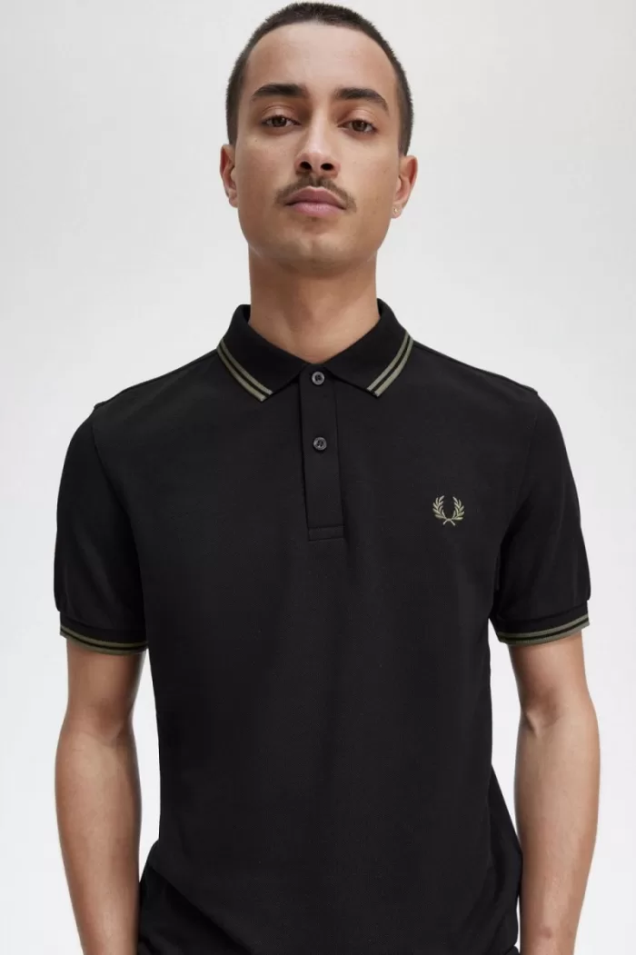 Fred Perry M3600 Men’s Shirt Black Field Green DICVS2965