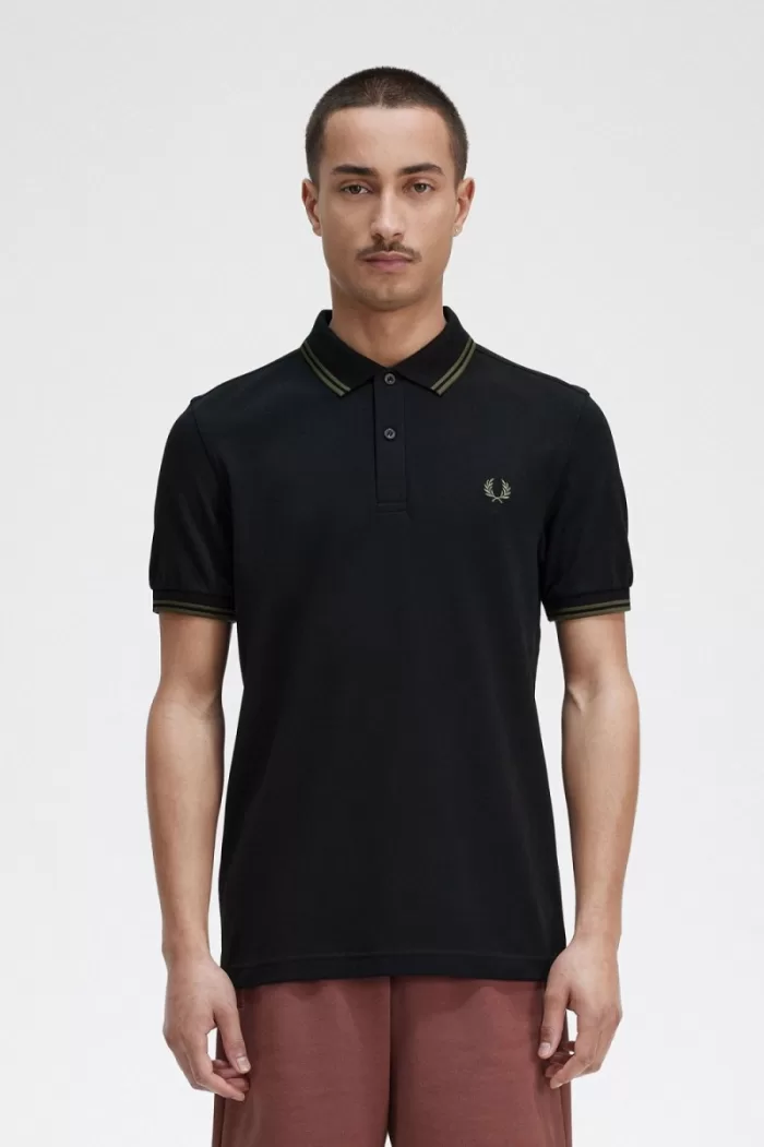 Fred Perry M3600 Men’s Shirt Black Field Green DICVS2965