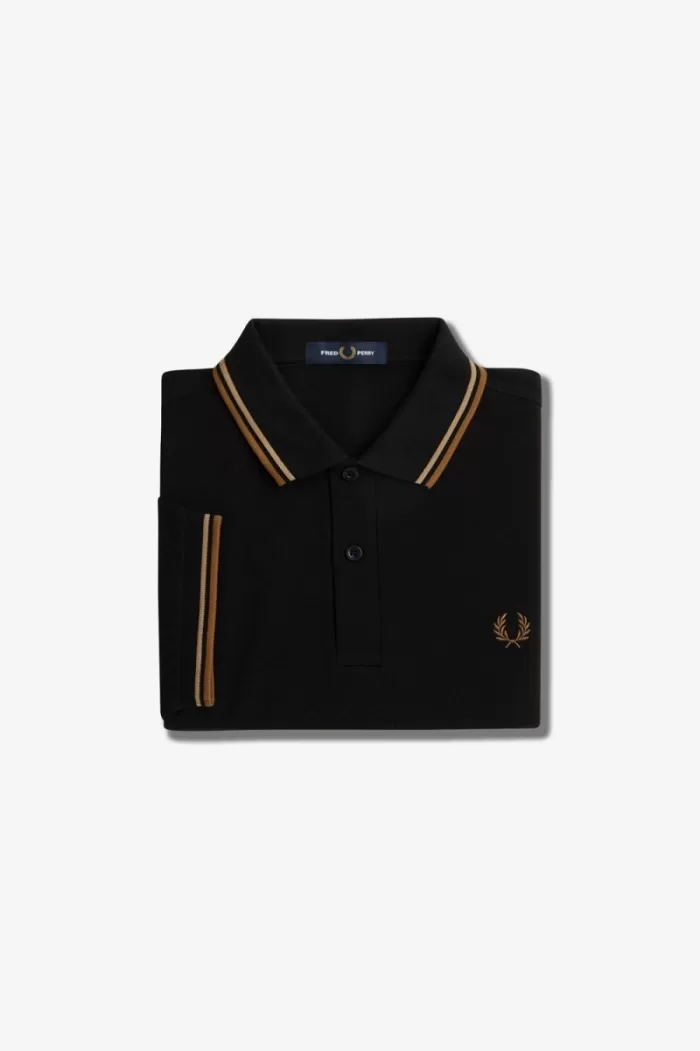 Fred Perry M3600 Men’s Shirt Black Green Brown ZNMUV7054