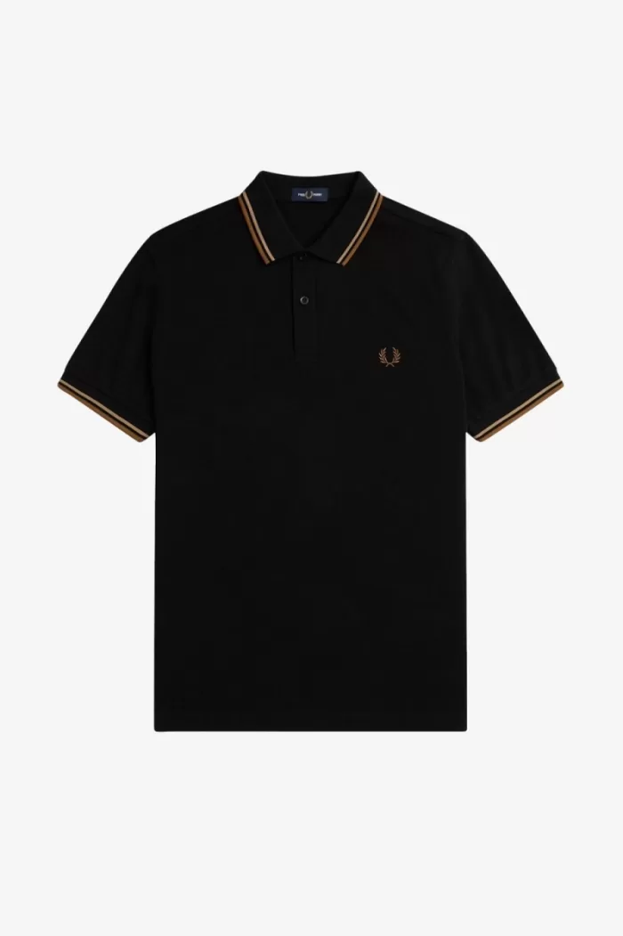 Fred Perry M3600 Men’s Shirt Black Green Brown ZNMUV7054