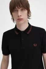 Fred Perry M3600 Men’s Shirt Black Whisky Brown ZXRBD2348