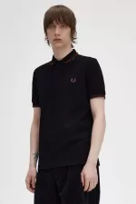 Fred Perry M3600 Men’s Shirt Black Whisky Brown ZXRBD2348