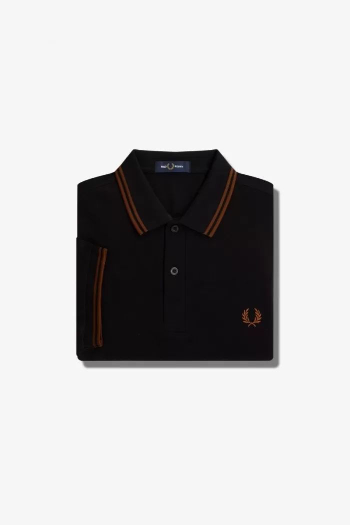 Fred Perry M3600 Men’s Shirt Black Whisky Brown ZXRBD2348