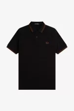 Fred Perry M3600 Men’s Shirt Black Whisky Brown ZXRBD2348