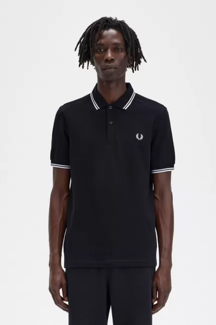 Fred Perry M3600 Men’s Shirt Black White PMAIU6481