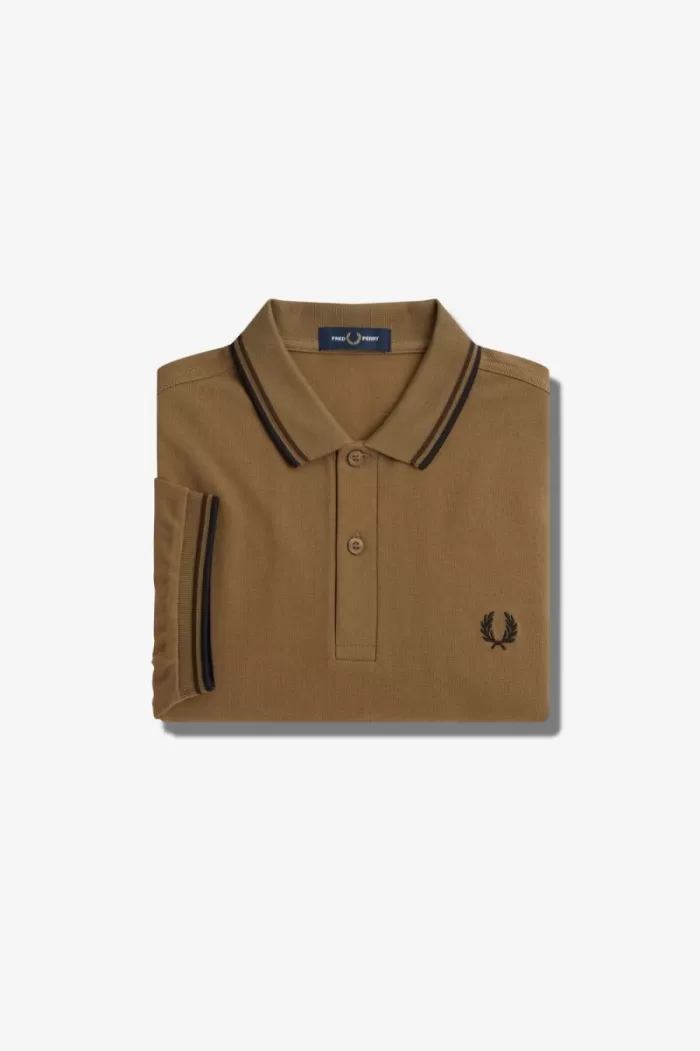 Fred Perry M3600 Men’s Shirt Brown Burnt Tobacco Black SXJZU2348