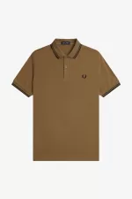 Fred Perry M3600 Men’s Shirt Brown Burnt Tobacco Black SXJZU2348