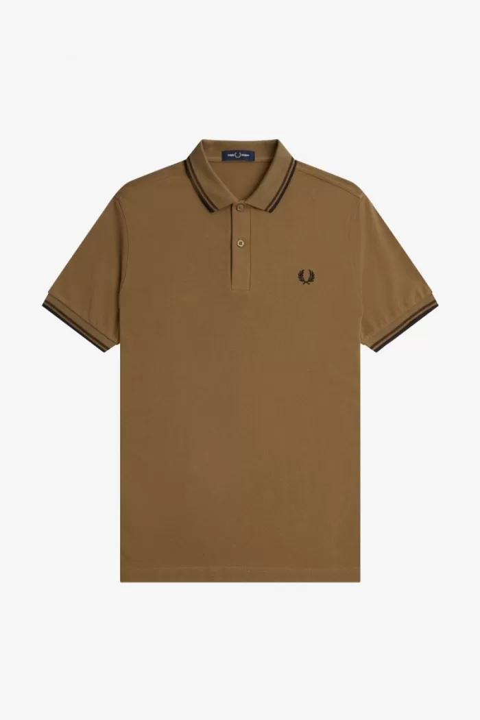 Fred Perry M3600 Men’s Shirt Brown Burnt Tobacco Black SXJZU2348