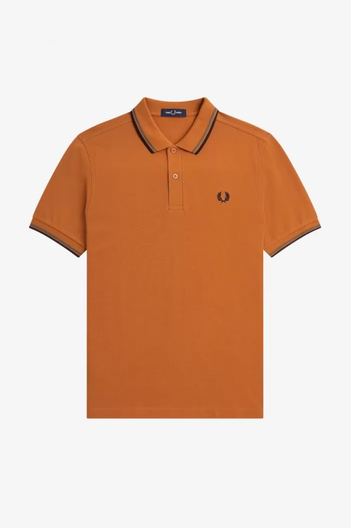 Fred Perry M3600 Men’s Shirt Brown Field Green Navy ZSNIV7069