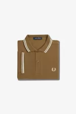 Fred Perry M3600 Men’s Shirt Brown Snow White Beige SMDJA1930