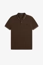 Fred Perry M3600 Men’s Shirt Burnt Tobacco Dark Pink Black YCJSD4759