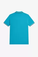 Fred Perry M3600 Men’s Shirt Cyber Blue Aqua Cream Black RIBAJ2439