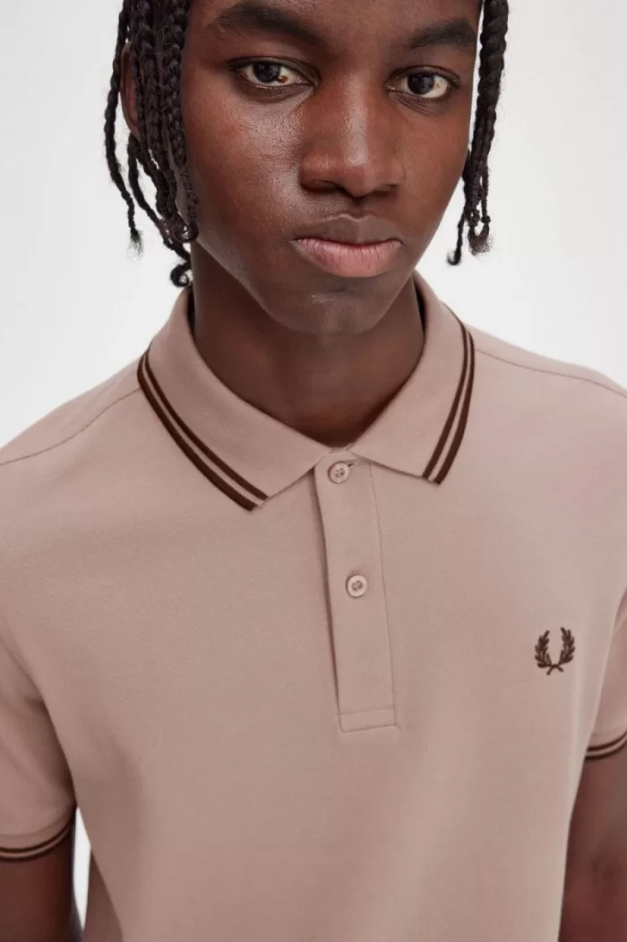 Fred Perry M3600 Men’s Shirt Dark Pink Burnt Tobacco CQMWB1923