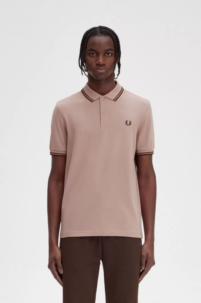 Fred Perry M3600 Men’s Shirt Dark Pink Burnt Tobacco CQMWB1923