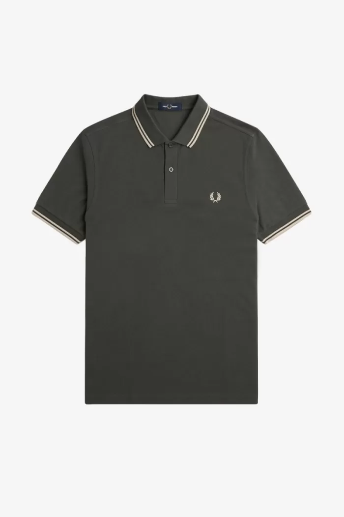 Fred Perry M3600 Men’s Shirt Field Green Oatmeal Oatmeal CEHNO3904