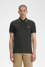 Fred Perry M3600 Men’s Shirt Field Green Oatmeal Oatmeal CEHNO3904