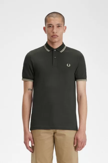 Fred Perry M3600 Men’s Shirt Field Green Oatmeal Oatmeal CEHNO3904