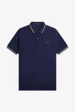 Fred Perry M3600 Men’s Shirt French Navy Beige Whisky Brown ISVXB0953