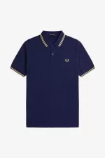 Fred Perry M3600 Men’s Shirt French Navy Aqua Cream Aqua Cream GIKXF5942