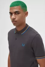 Fred Perry M3600 Men’s Shirt Gunmetal Golden Hour Kingfisher VURXZ9428