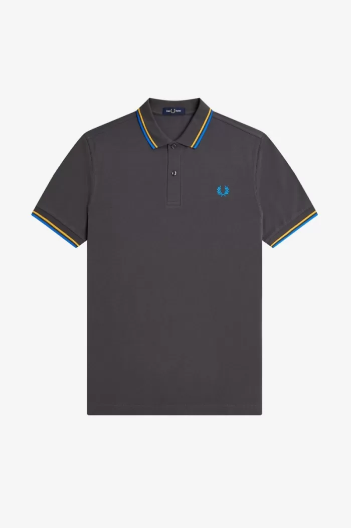 Fred Perry M3600 Men’s Shirt Gunmetal Golden Hour Kingfisher VURXZ9428