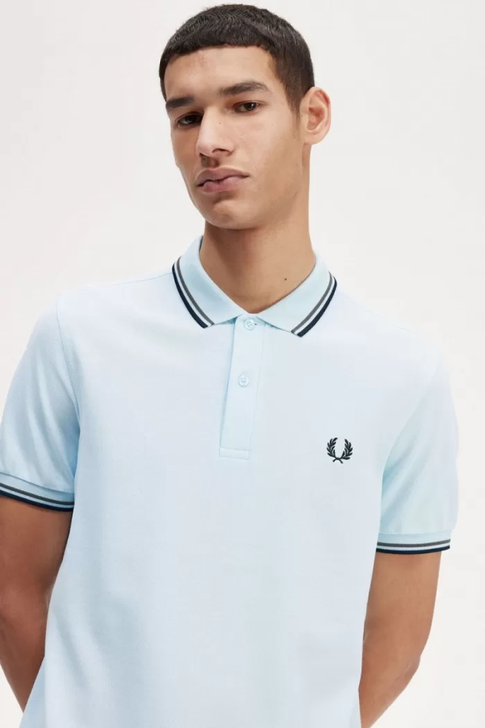 Fred Perry M3600 Men’s Shirt Light Aqua Field Green Black LUWRS4139