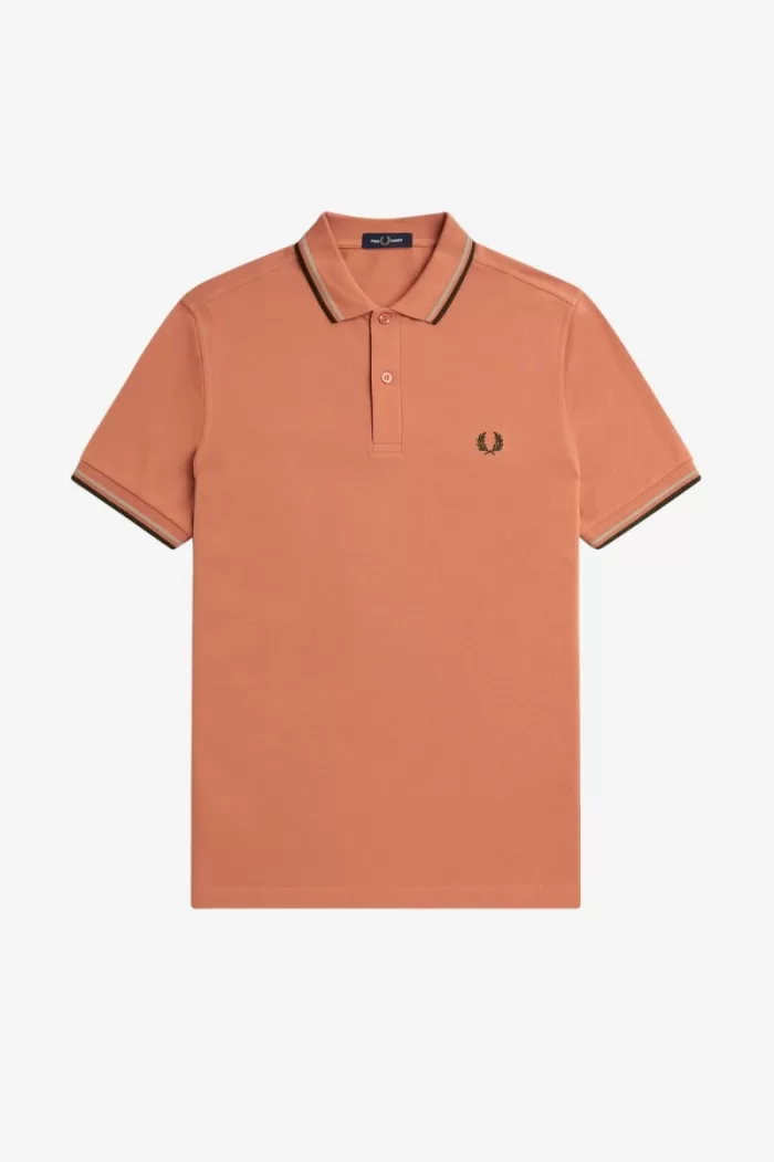 Fred Perry M3600 Men’s Shirt Light Rust Warm Grey Night Green YOWDC9046