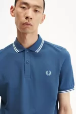 Fred Perry M3600 Men’s Shirt Midnight Blue Beige Light Aqua UFBTR4835