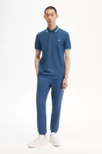 Fred Perry M3600 Men’s Shirt Midnight Blue Beige Light Aqua UFBTR4835