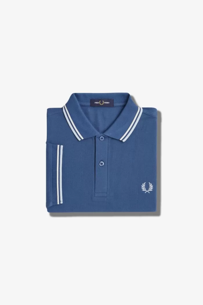 Fred Perry M3600 Men’s Shirt Midnight Blue Beige Light Aqua UFBTR4835